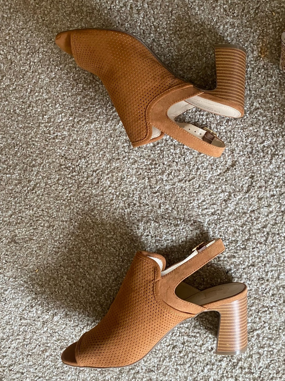 Liz Claiborne Brown Peep-Toe Block Heels. Worn once. - Picture 5 of 7